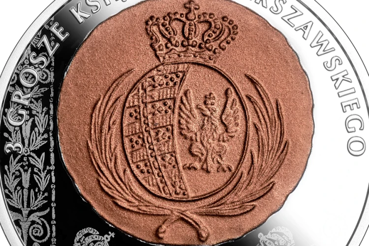 Moneta kolekcjonerska NBP 20 zł "Historia monety polskiej - 3 grosze Księstwa Warszawskiego"