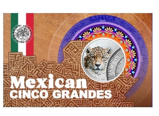 Cameroon 2026-Mexican Cinco Grandes Jaguar Ag999 1/4 oz Coin in Card