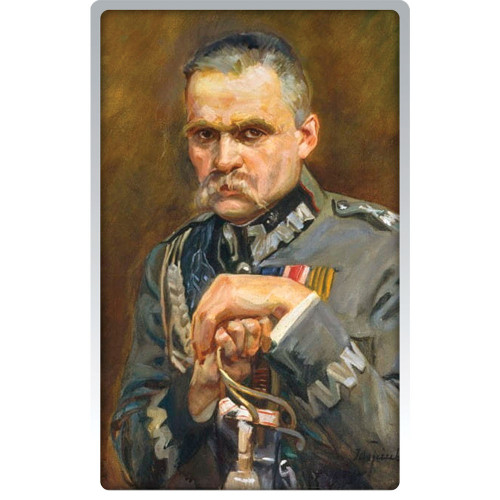 Srebrna sztabka Wojciech Kossak - Marszałek Józef Piłsudski rewers