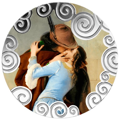 Srebrna moneta 1000 CFA Francesco Hayez Pocałunek rewers