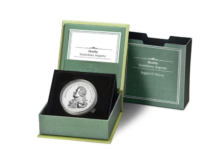 Srebrna moneta 50 zł Skarby Stanisława Augusta - August II Mocny etui