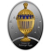 Srebrna moneta Jajo zdobione niebieskimi pasami, Seria: Jaja Faberge rewers