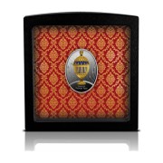 Srebrna moneta Jajo zdobione niebieskimi pasami, Seria: Jaja Faberge ramka