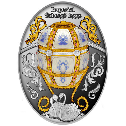 Srebrna moneta Jajo dwanaście paneli, Seria: Jaja Faberge rewers