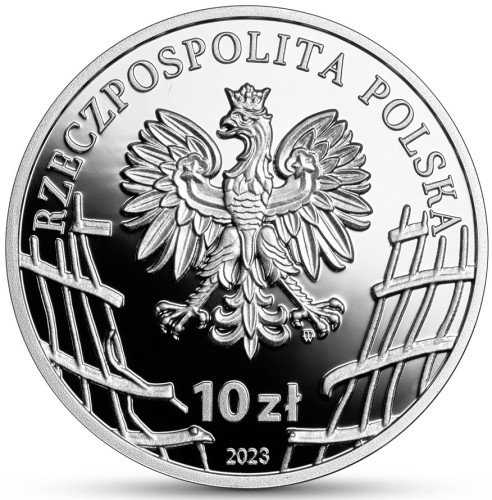 Srebrna moneta 10 zł Józefów Kuraś "Ogień" awers