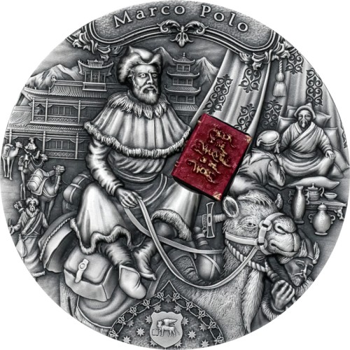 Srebrna moneta 5$ Marco Polo rewers