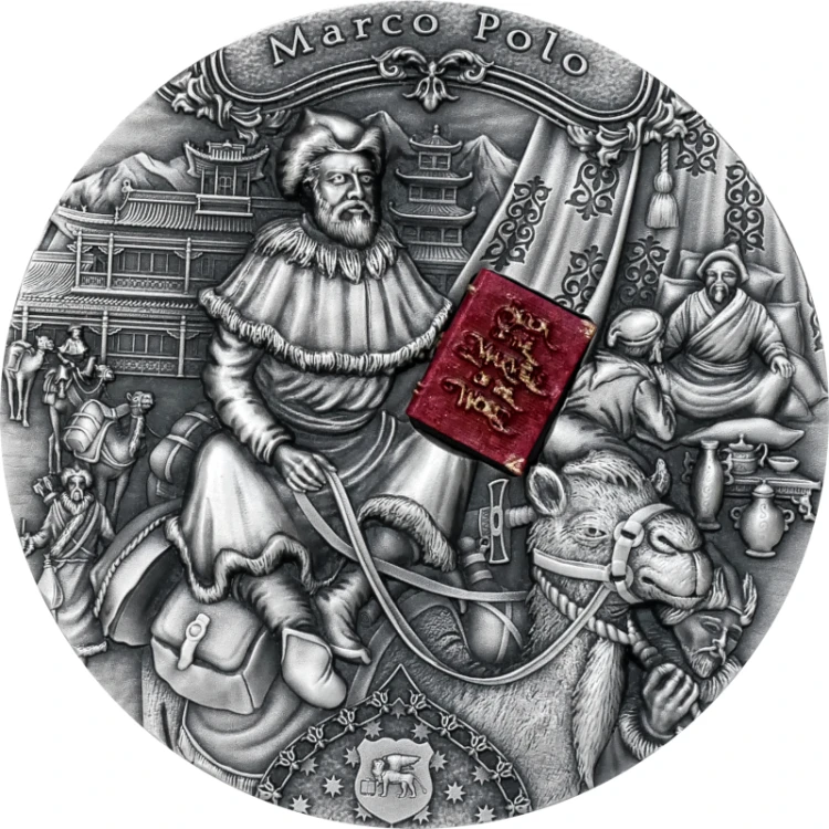 Srebrna moneta 5$ Marco Polo rewers