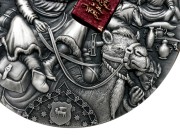 Srebrna moneta 5$ Marco Polo prezentacja rewers detal