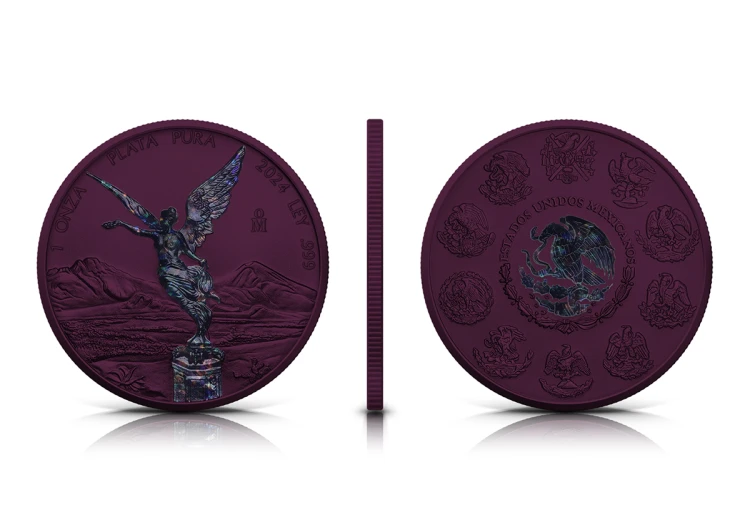 1 uncja, Mexican Libertad Purple Space, Srebrna moneta