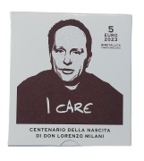5 € Don Lorenzo Milani moneta bimetaliczna proof Watykan
