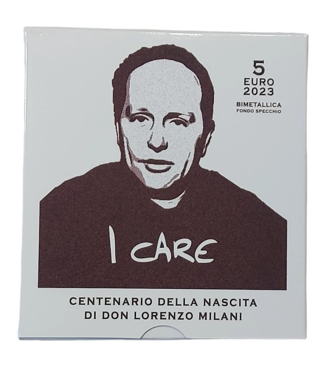 5 € Don Lorenzo Milani moneta bimetaliczna proof Watykan