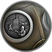 Srebrna moneta 5$ Czarnobyl rewers