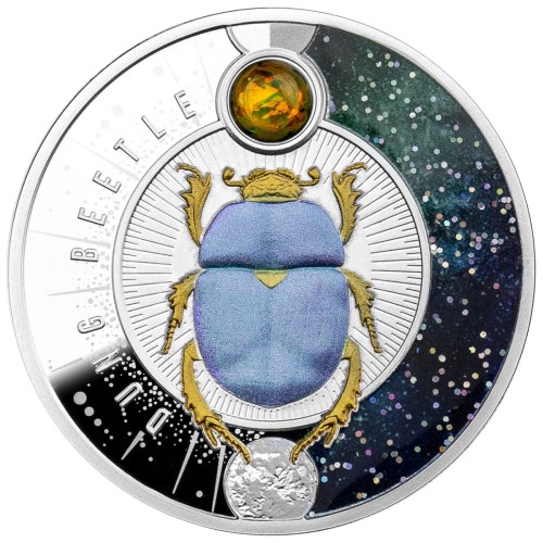 Srebrna moneta 1$ Żuk gnojowy rewers