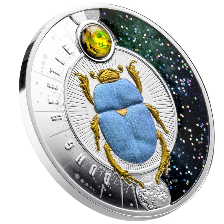 Srebrna moneta 1$ Żuk gnojowy rant