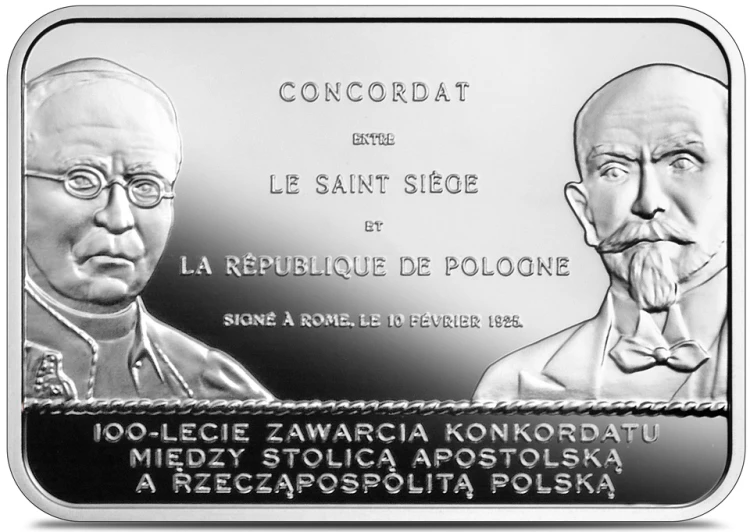 Srebrna moneta 20 zł 100-lecie zawarcia Konkordatu między Stolicą Apostolską a Rzecząpospolitą Polską rewers