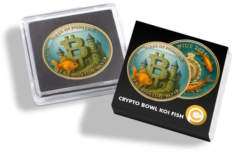2 $ Bitcoin, Bowl KOI FISH, Srebrna moneta