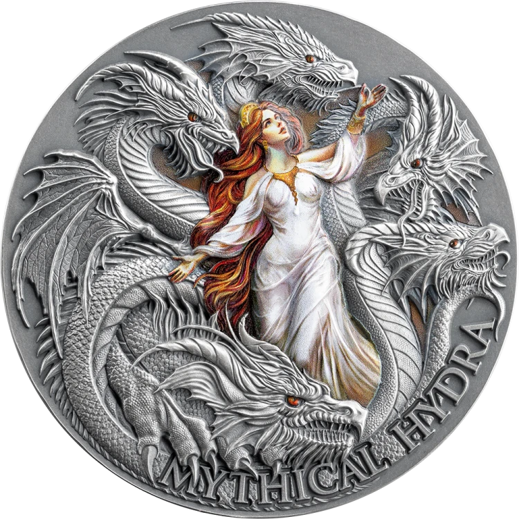 2000 Franków CFA, Mityczna Hydra, Seria: Dragonologia, Srebrna moneta