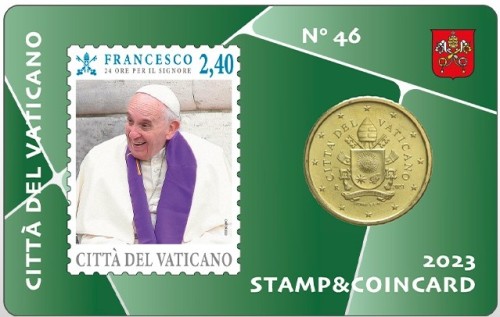 Watykan, 0,5 € coin card znaczek 2,40 € nr 46, 2023