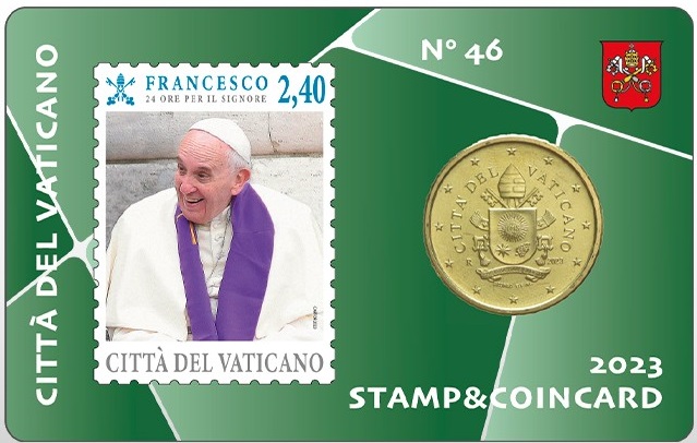 Watykan, 0,5 € coin card znaczek 2,40 € nr 46, 2023