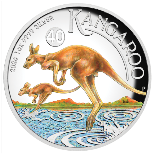 1 uncja, Australijski Kangur, Srebrna moneta kolorowana 2026