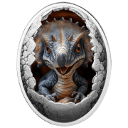 500 franków CFA, Triceratops, Seria: Dinozaury, Srebrna moneta