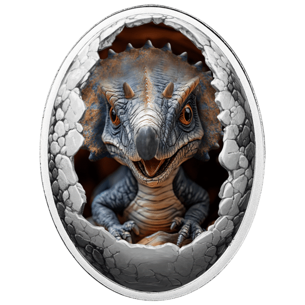 500 franków CFA, Triceratops, Seria: Dinozaury, Srebrna moneta