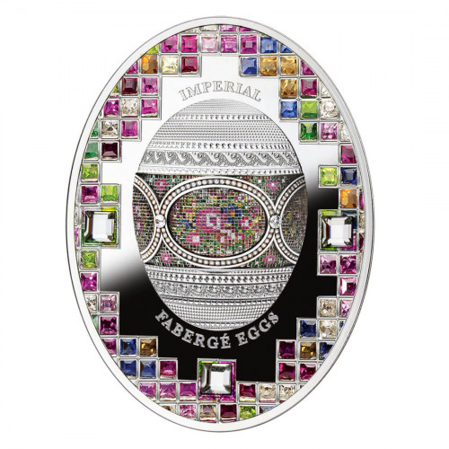 Srebrna moneta Jajo mozaikowe, Seria: Jaja Faberge rewers