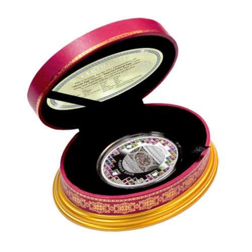 Srebrna moneta Jajo mozaikowe, Seria: Jaja Faberge etui