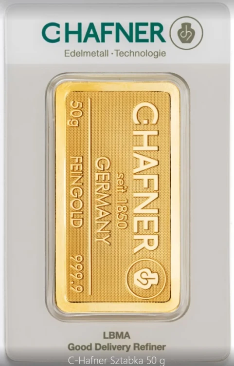 Sztabka złota 50 g C.Hafner