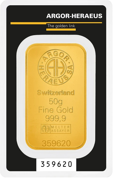 Sztabka złota 50 g Agor Heraeus