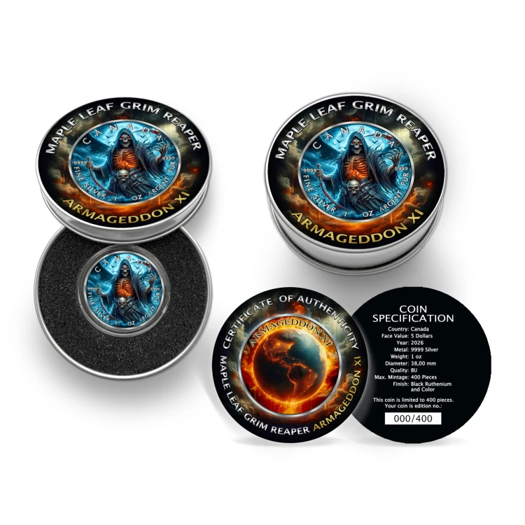 5$, Ponury Żniwiarz - Armagedon XI, Maple Leaf, Srebrna moneta