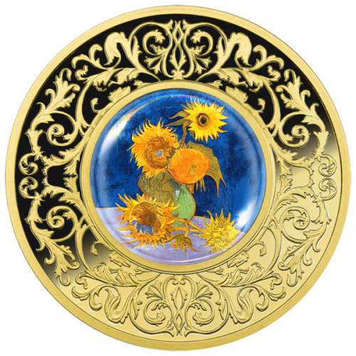 500 franków CFA, Vincent van Gogh, Słoneczniki, Seria: Kwiaty w malarstwie, Srebrna moneta