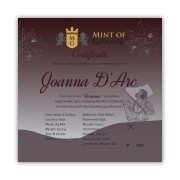 Srebrna moneta 5$ Joanna d'Arc certyfikat