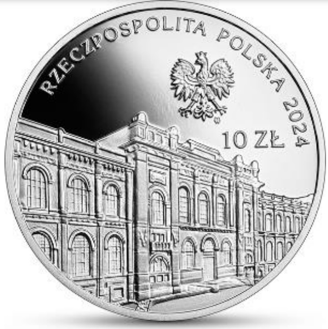 Srebrna moneta kolekcjonerska 10 zł 100. rocznica utworzenia Banku Polskiego SA awers