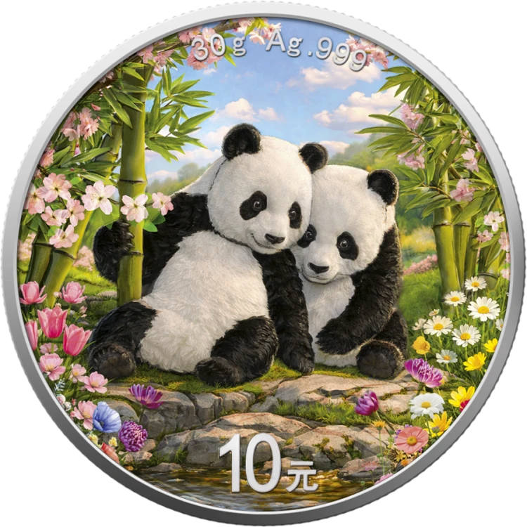 30 g, Chińska Panda Wiosna, Seria: Cztery pory roku, Srebrna moneta