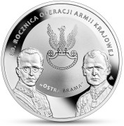 Srebrna moneta 10 zł 10 zł, 80. rocznica operacji Armii Krajowej „Ostra Brama” rewers