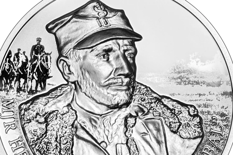 Srebrna moneta 10 zł Mjr Henryk Dobrzański „Hubal” detal