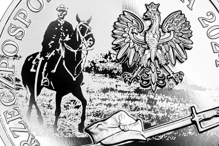 Srebrna moneta 10 zł Mjr Henryk Dobrzański „Hubal” detal