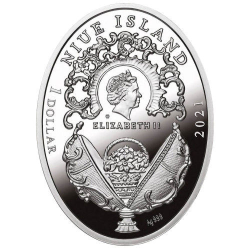 Srebrna moneta Jajo z dwunastoma monogramami, Seria: Jaja Faberge awers