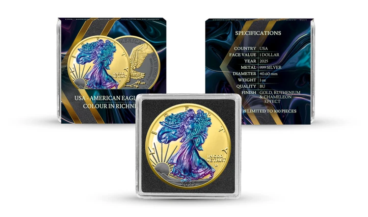 1$, Amerykański Orzeł, Kolor w bogactwiea, Srebrna moneta