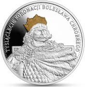 Srebrna moneta kolekcjonerska NBP 10 zł 10 zł Tysiąclecie koronacji Bolesława Chrobrego rewers