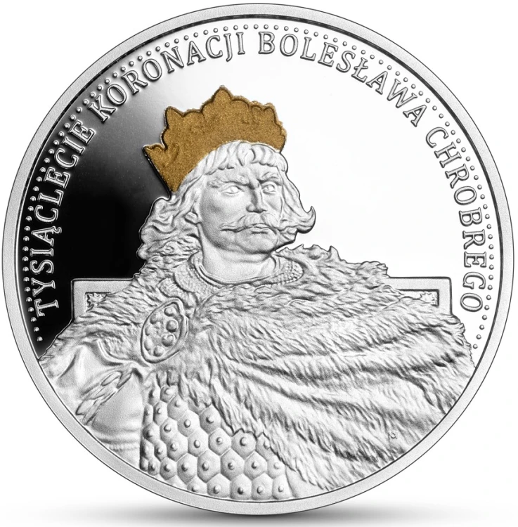 Srebrna moneta kolekcjonerska NBP 10 zł 10 zł Tysiąclecie koronacji Bolesława Chrobrego rewers