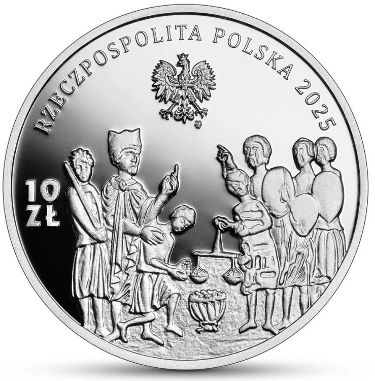 Srebrna moneta kolekcjonerska NBP 10 zł 10 zł Tysiąclecie koronacji Bolesława Chrobrego awers