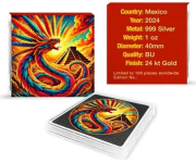 1 uncja, Quetzalcoatl , Mexico Libertad, Srebrna moneta uszlachetniona