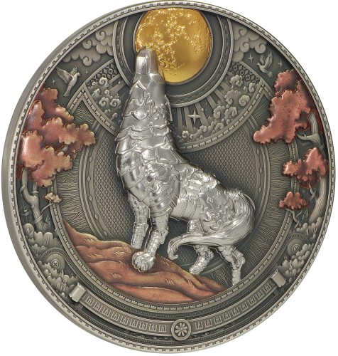 Srebrna moneta 5$ Metal Wolf, Seria: Steampunk rewers
