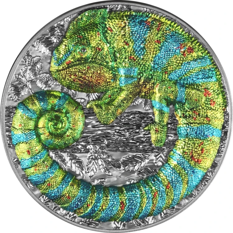 Srebrna moneta 5$ Kameleon rewers