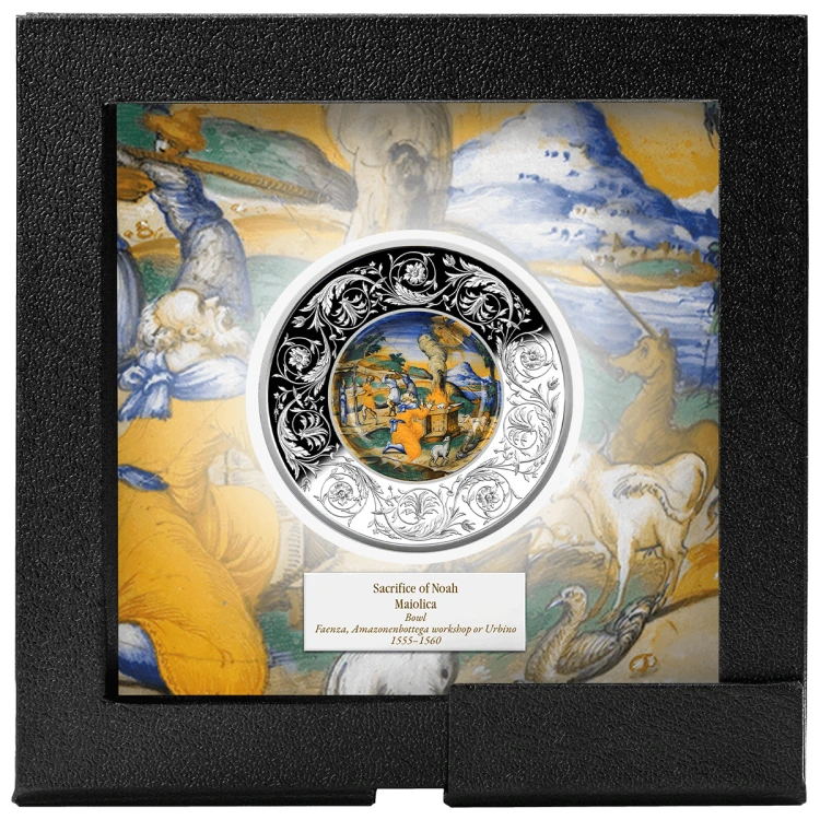 5 Euro, Majolika –Ofiara Noego (talerz), Srebrna moneta