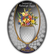Srebrna moneta Jajo z bukietem polnych kwiatów, Seria: Jaja Faberge rewers