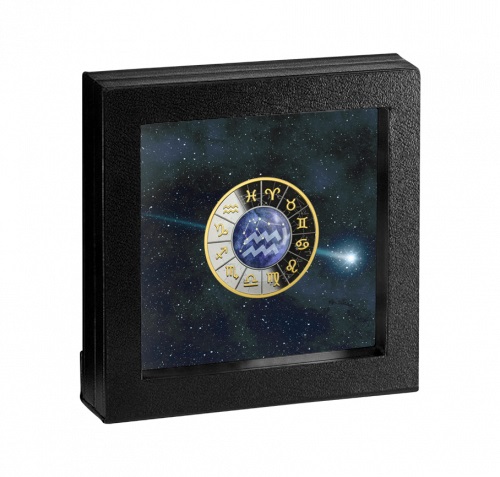 Srebrna moneta 500 CFA Znaki Zodiaku Wodnik ramka