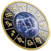 Srebrna moneta 500 CFA Znaki Zodiaku Bliźnięta rant